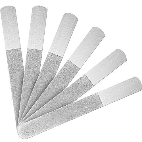 Mudder 6 Pieces 69 Metal Nail Files Diamond Stainless Steel Sapphire Toenail Fingernail Files Double Side Metal Manicure