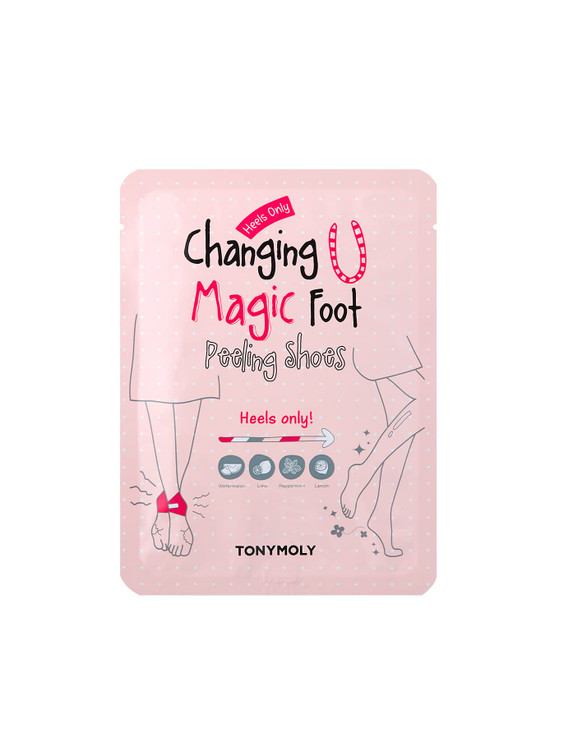 TONYMOLY Changing U Magic Foot Peeling Shoes Exfoliating Foot Mask with AHA Watermelon Extract for Dry Cracked Heels Cal