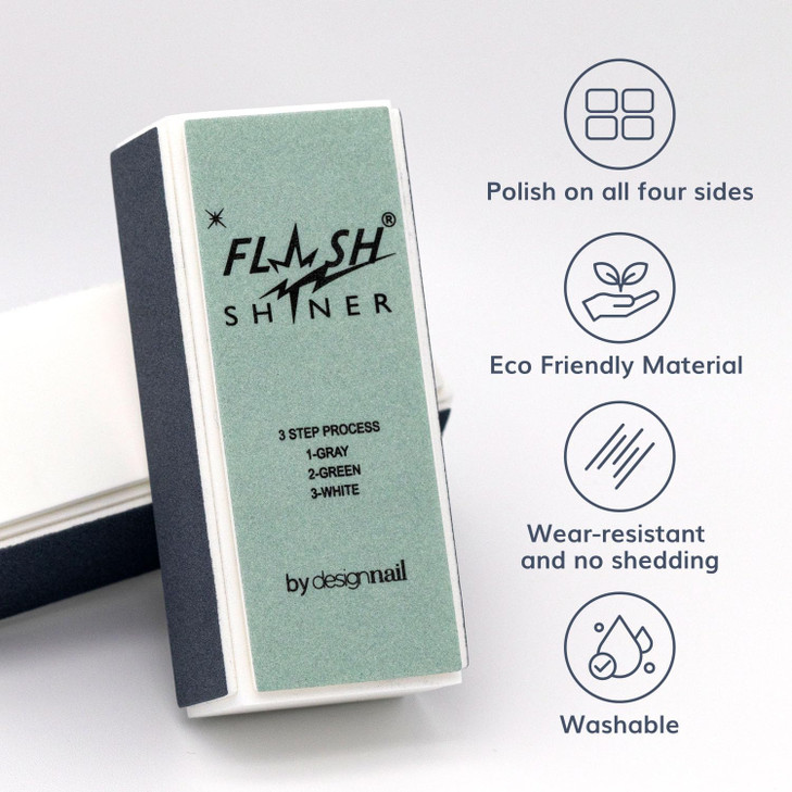 Design Nail Flash Shiner Block 3Way Nail Buffer Pack of 4 Professional Nail Buffer for Natural Shine Smooths Conditions