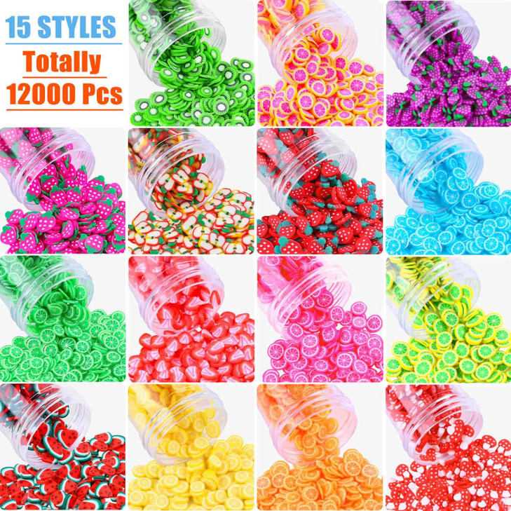 Acejoz 12000 Pcs 15 Styles Assorted Fimo Slices for DIY Slime Nail Art Lip Gloss Cellphone Decorations