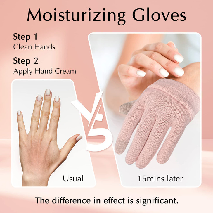 Evridwear Cotton Moisturizing Gloves Overnight Touchscreen for Dry Hands SPA Eczema Hand Care Day and Night Moisturizing