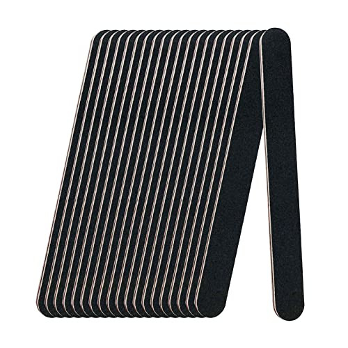 20 Pack 100180 Grit Nail Files Black Professional Reusable Emery Boards Nail File Manicure Tool Suitable for Both Acryli