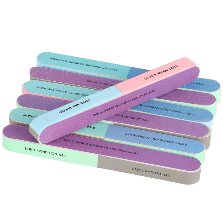 12 Pieces 7 Way Nail Files and Buffers Professional Nail Buffing Files Buffing Block for Shaping Contouring Smoothing Po