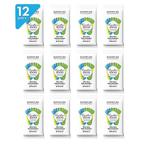 Bodipure AllIn1 Moisturizing Foot Mask Keratin Vitamin E Foot Mask for Dry Cracked Feet Callus Heel Softening EasytoUse