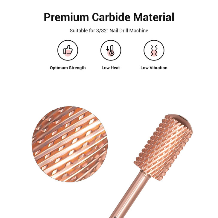 MelodySusie Safety Nail Drill Bits 332 Smooth Round Top Large Barrel Carbide Bits Suitable for Manicure Pedicure Cuticle