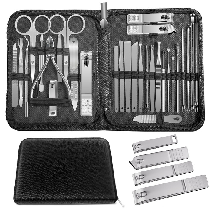 Manicure Set Professional Set Nail Clippers Pedicure Kit30 Pieces Stainless Steel Manicure Kit Grooming Kit Nail Care To