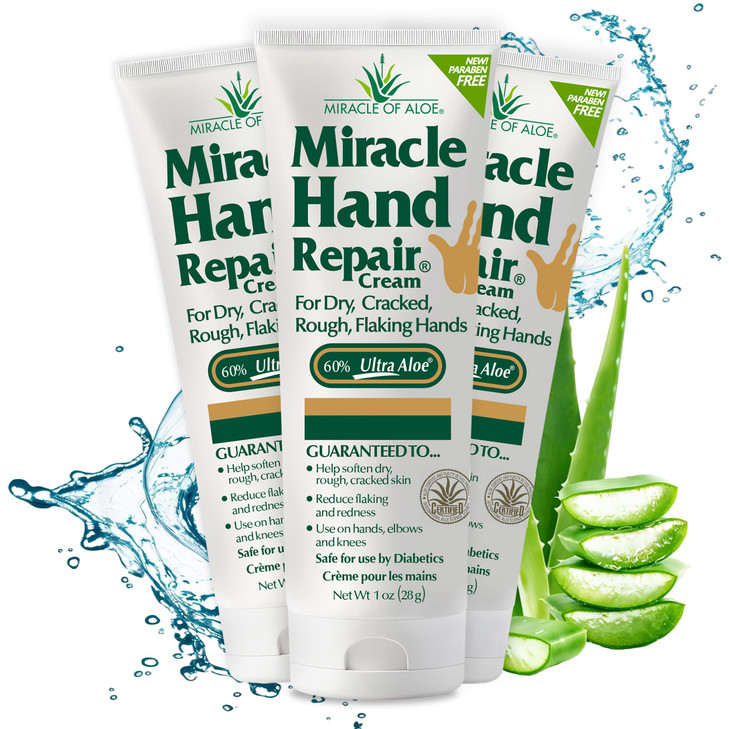 Miracle Hand Repair Cream for Dry Cracked Hands 1 oz Best Healing Hand Cream with 60 Aloe Vera NonGreasy Moisturizer for