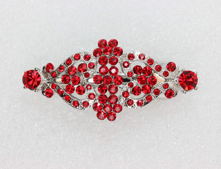 Faship Red Rhinestone Crystal Floral Hair Barrette Clip online at globaldelivered