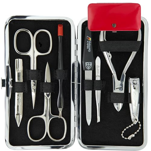 3 Swords Germany brand quality 7 piece manicure pedicure grooming kit set for professional finger toe nail care scissors