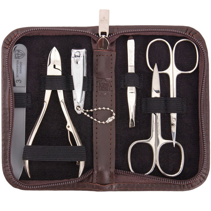 3 Swords Germany brand quality 6 piece manicure pedicure grooming kit set for professional finger toe nail care scissors