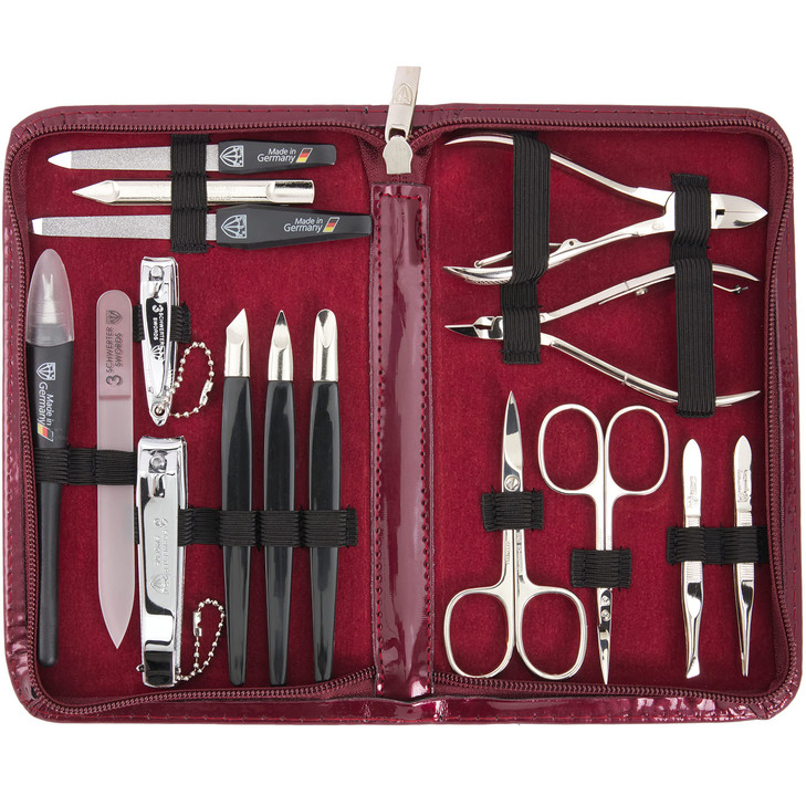 3 Swords Germany brand quality 16 piece manicure pedicure grooming kit set for professional finger toe nail care scissor