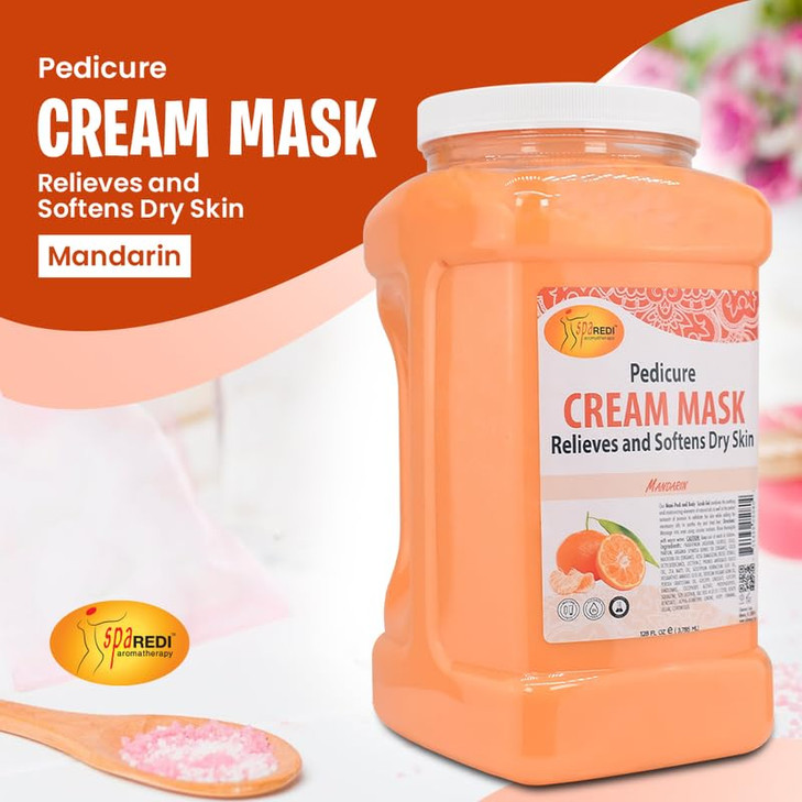 SPA REDI Body and Foot Cream Mask Mandarin 128 Oz Pedicure Massage for Tired Feet and Body Hydrating Fresh Skin Infused