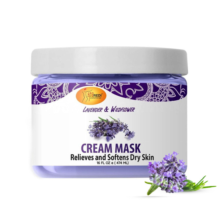 SPA REDI Body and Foot Cream Mask Lavender and Wildflower 16 Oz Pedicure Massage for Tired Feet and Body Hydrating Fresh