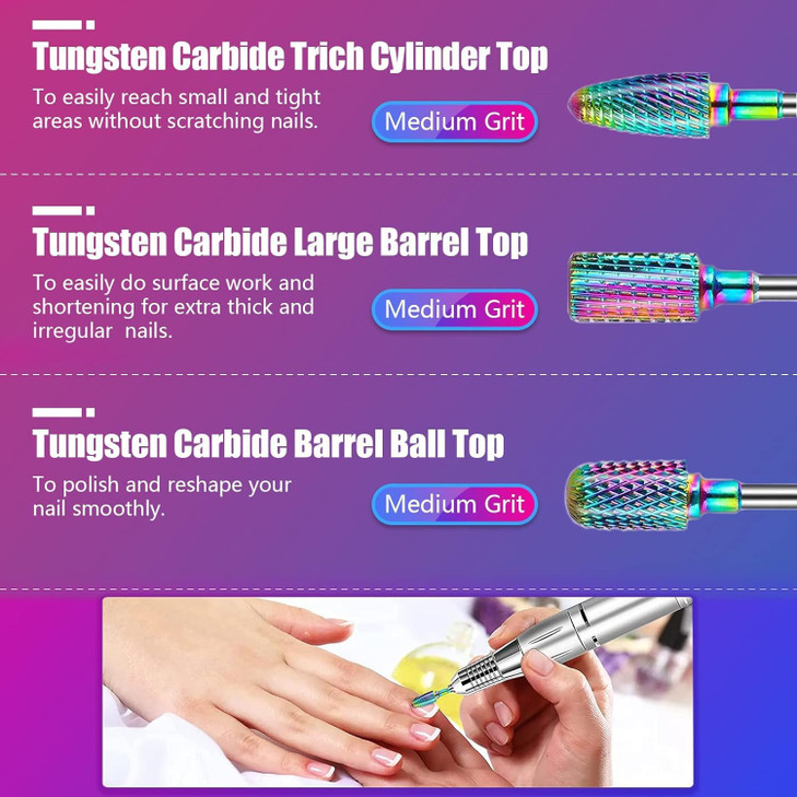 30Pcs Nail Drill Bits Set 332 Inch Carbide Cuticle Ceramic Diamond Nail Bits for Nail Drill for Acrylic Gel Nail Manicur