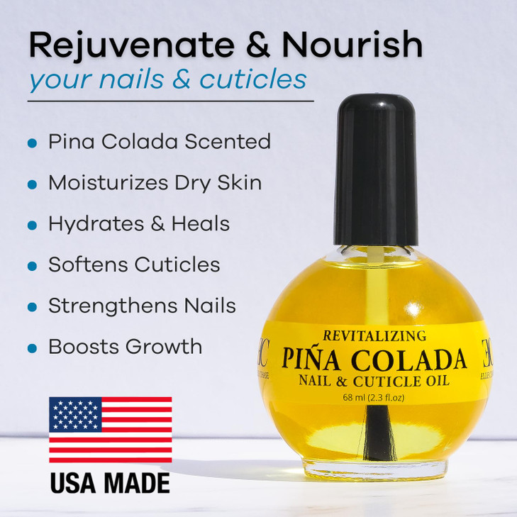 ELLIE CHASE Moisturizing Cuticle Nail Care Oil 23 Fl Oz Pina Colada Scented Infused with Jojoba Oil Aloe Vitamin E Nail