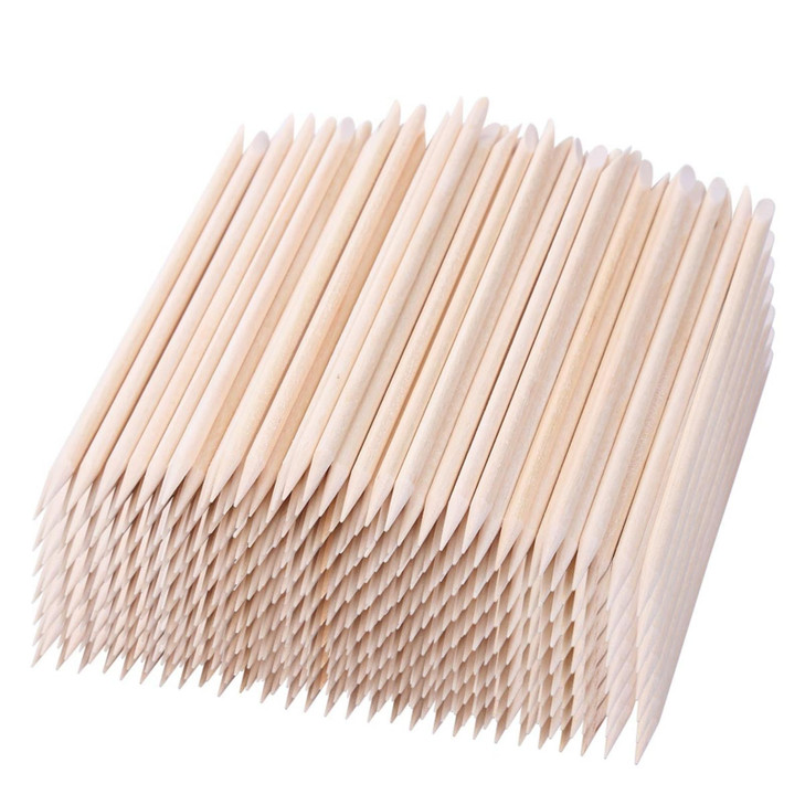 BTYMS 1000 Pcs Orange Wood Sticks 45 Inch Cuticle Pusher Wooden Cuticle Remover with Double Sided for Manicures and Pedi