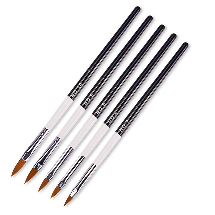 WOKOTO 5 Pcs Professional Acrylic Nail Brushes For Women Nail Art UV Gel Builder Drawing Flower Nail Painting Pen Brushe