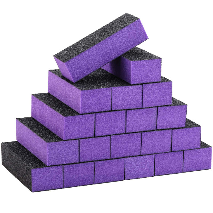 20 Pcs Nail Buffer Block Sponge Sanding Buffing File 80120 Grit 3 Sides Nail Files for Manicure Nail Tools Purple Black