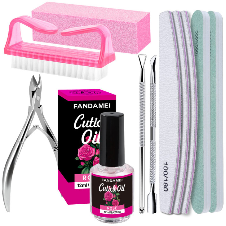 FANDAMEI Nail Files and Buffers Manicure Tools Nail Care Kit with Nail File Nail Buffer Block Cuticle Care for Women wit