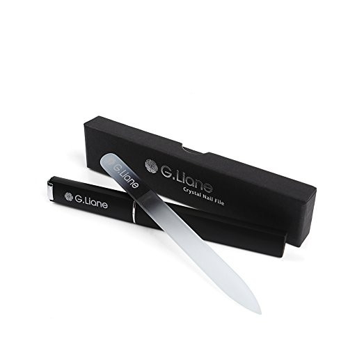GLiane Crystal Nail FileProfessional Double Sided Glass Fingernail Files with CaseManicure for Natural Acrylic Gels Nail