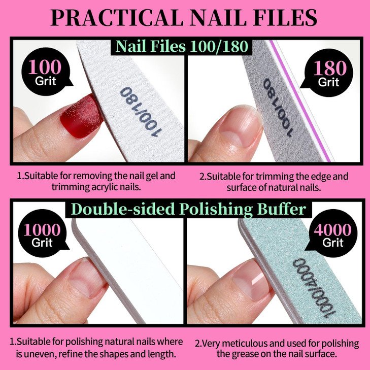 FANDAMEI Nail Care Kit Nail Files 100180 Nail Buffer Block Cuticle Nippers Cuticle Trimmer Cuticle Pusher Nail Tools Nai