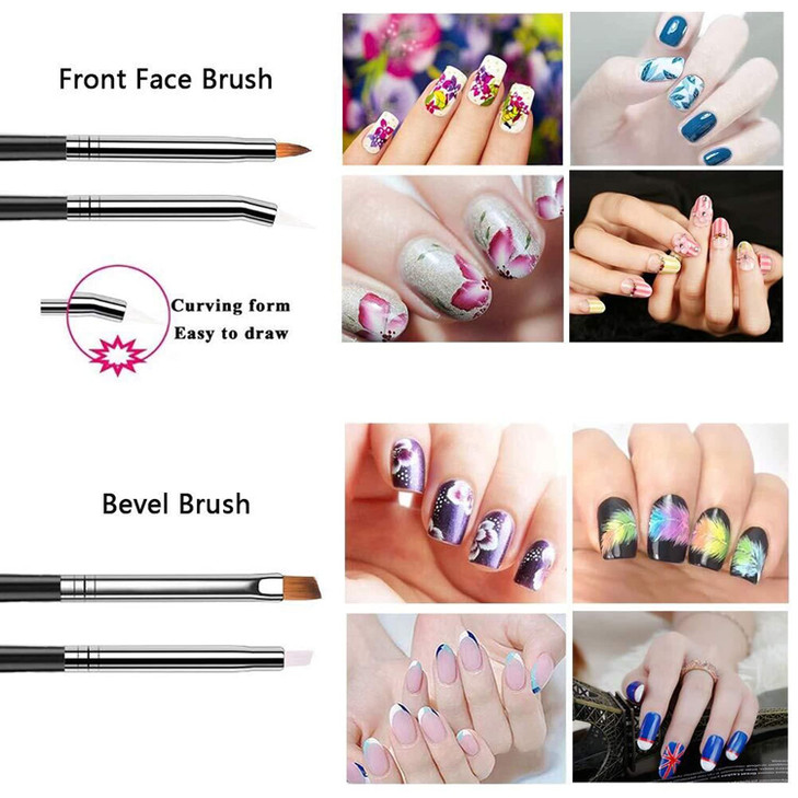 JOYJULY 20pcs Nail Art Design Tools 15pcs Painting Brushes Set with 5pcs Dotting Pens BLACK