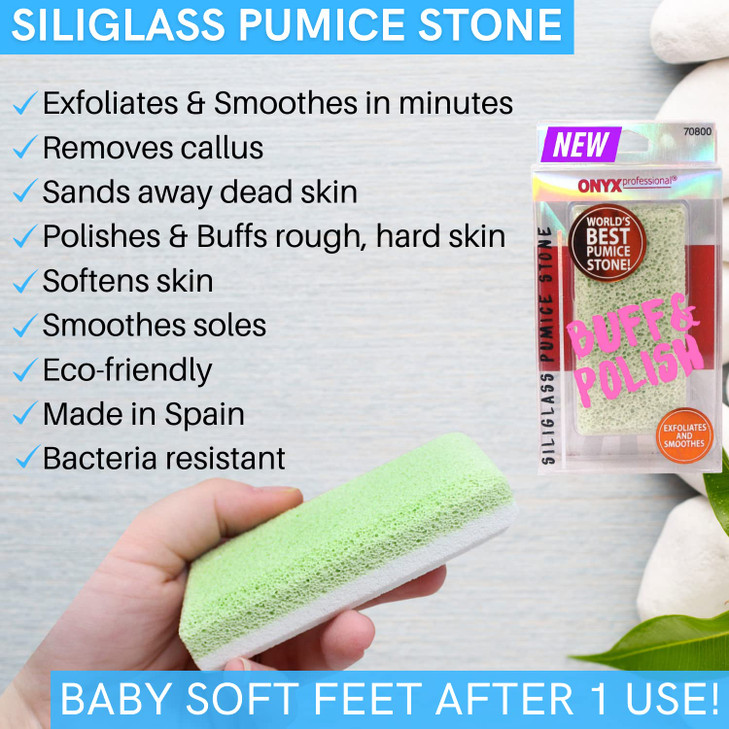 Onyx Professional 2 in 1 Pumice Stone 100 Siliglass Callus Remover for Feet Elbows Knees Dead Skin Heels Hands Foot File