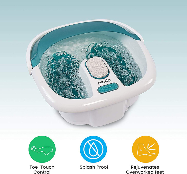 HoMedics Bubble Spa Elite Footbath 2in1 Removable Pedicure Center ToeTouch Control Easy Tote Handle NoSplash FB450H