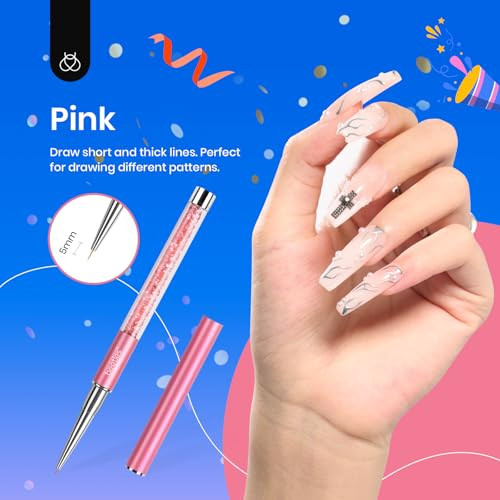 Beetles Gel Polish Nail Art Liner Brushes 5Pcs Painting Art Design Pen Set Diamond Application Rhinestone Handle Dotting