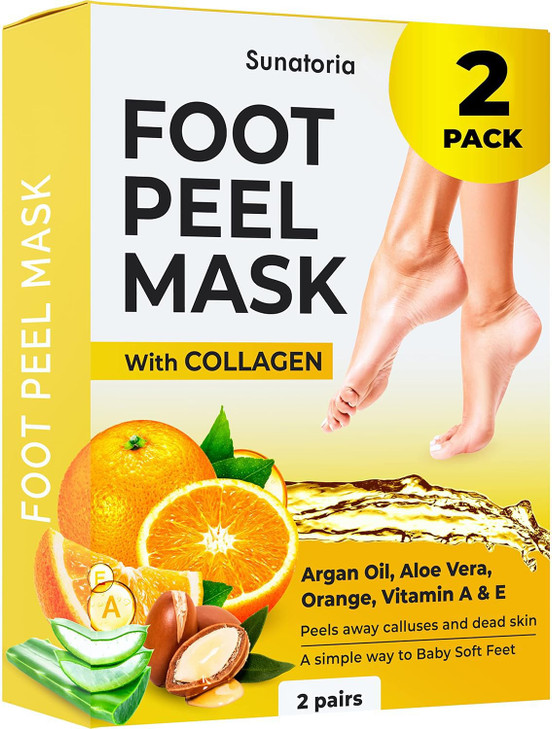 Foot Peeling Mask for Dead Skin Remover Deep Moisturize 2 Pairs Dermatologically Tested Foot Peel Mask for Dry Cracked F