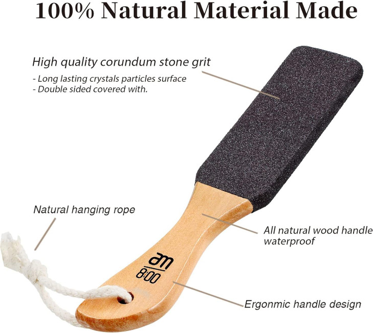 Pumice Stone Foot File 2Pack Wooden Handle Foot Scrubber Callus Remover for Dry Rough Skin and Corns Pedicure