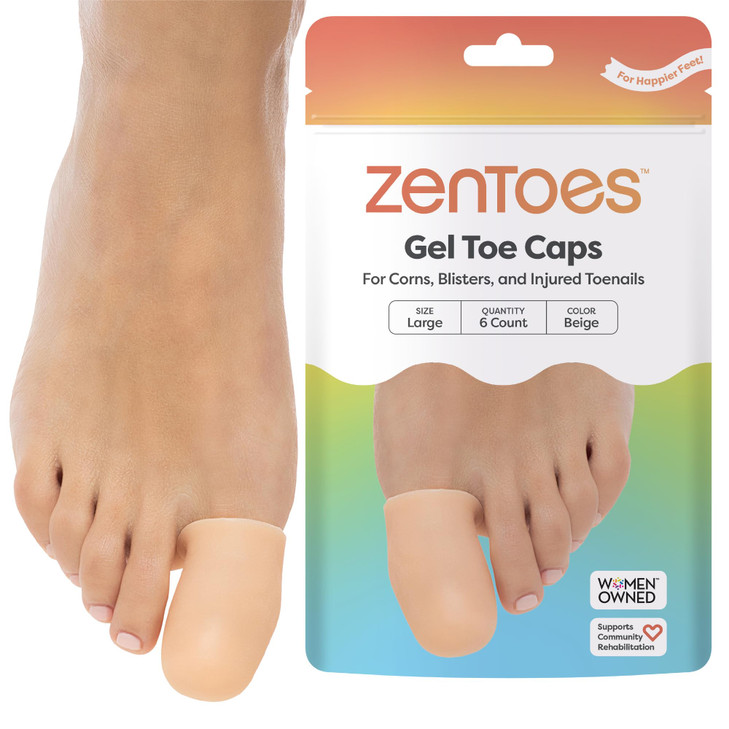 ZenToes Gel Toe Caps Silicone Toe Protectors for Cushioning Nail Coverage Relief from Missing or Ingrown Toenails Corns