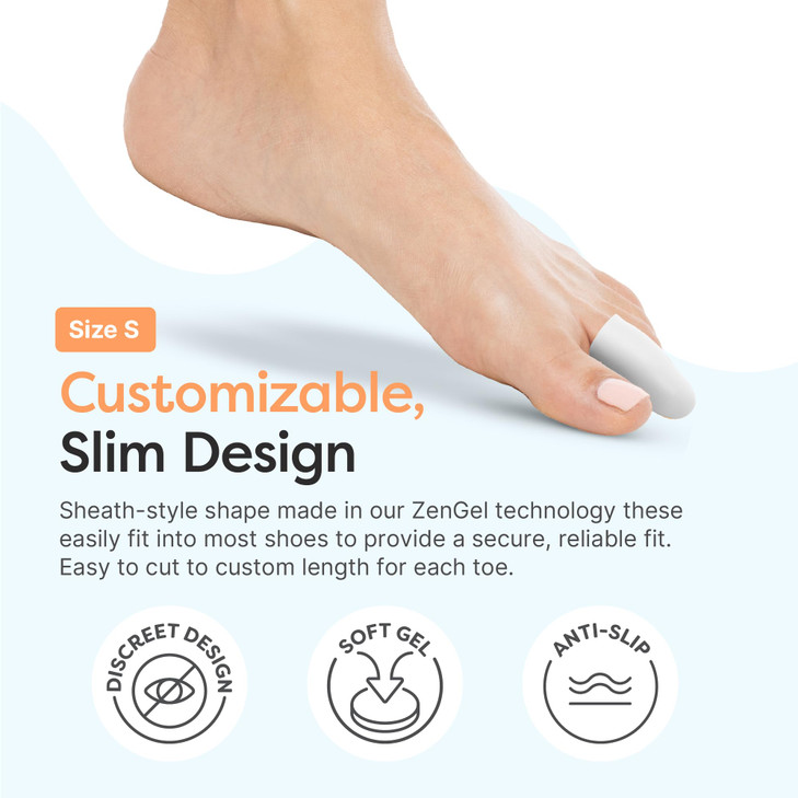 ZenToes Gel Toe Caps Silicone Toe Protectors for Cushioning Nail Coverage Relief from Missing or Ingrown Toenails Corns