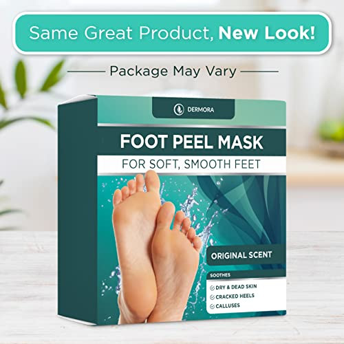 DERMORA Foot Peel Mask Skin Exfoliating Foot Masks for Dry Cracked Feet Callus Removal Dead Skin Exfoliator for Baby Sof
