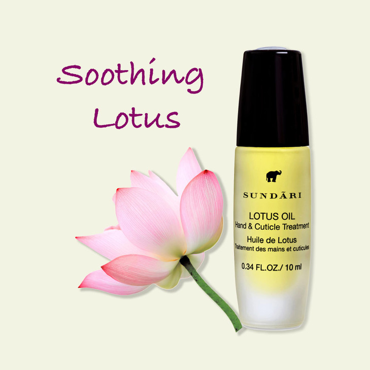 SUNDARI Lotus Hand Cuticle Oil 034 Fl Oz Hydrating Treatment Pure Lotus Oil Instantly Absorbing RollOn Floral Scent All
