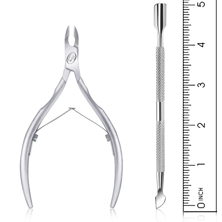 Cuticle Nipper with Cuticle PusherProfessional Grade Stainless Steel Cuticle Remover CutterDurable Manicure and Pedicure