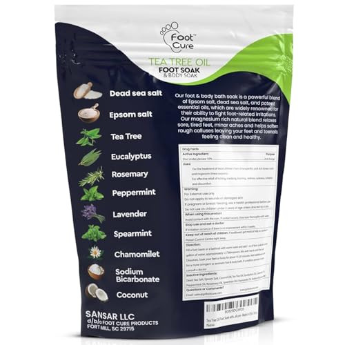 FOOT CURE Exfoliator Callus Remover Pedicure Set Care Kit Includes File for Dead Skin Tea Tree Oil Soak Salts Urea Cream