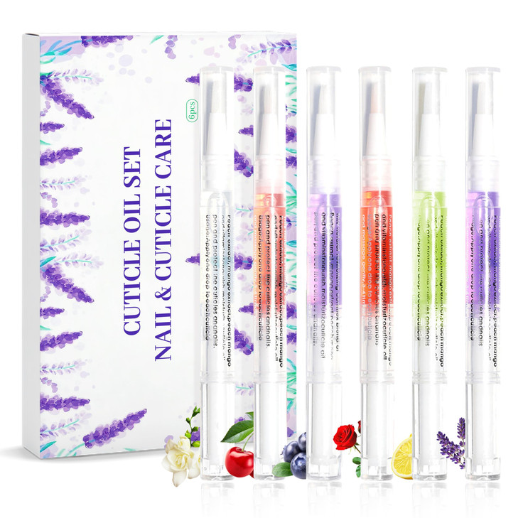 SULLMAR 6Pcs Nail Cuticle Oils Nail Nutrition Oil Pen Nail Nourishment Pens 6 Smell Cuticle Revitalizer for Agnail Nouri
