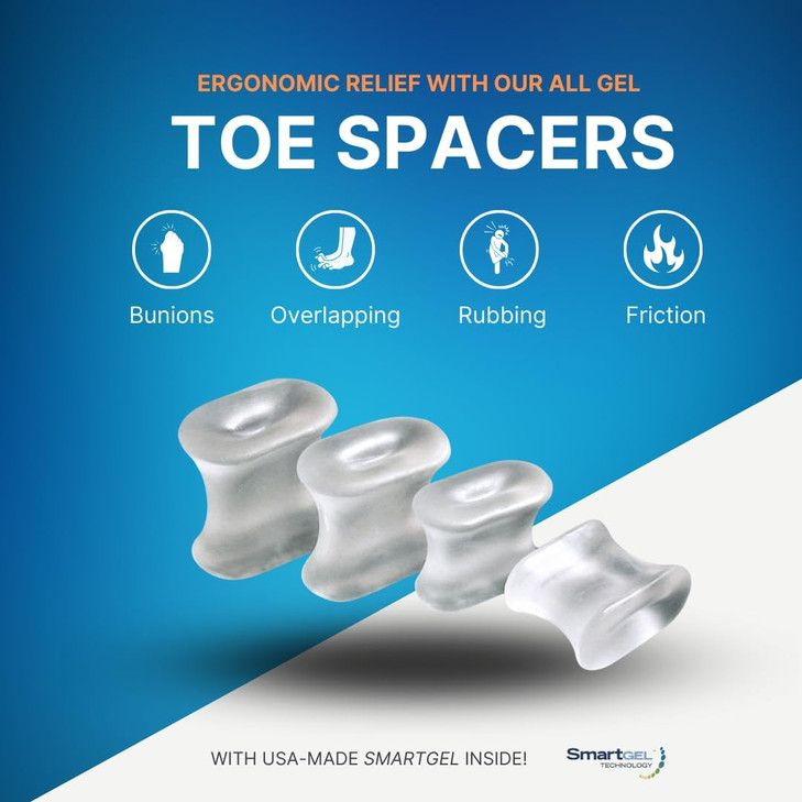 NatraCure Gel Toe Spacers Helps with Bunions Corns Blisters Rubbing Overlapping Toes Toe Separators for Women Men to Cor