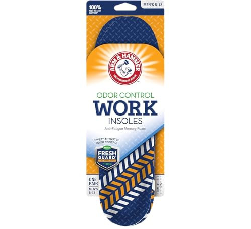 Arm Hammer Memory Foam Work Insoles for Men and Women Pair of AntiFatigue Memory Foam Inserts with Arch Support for Work