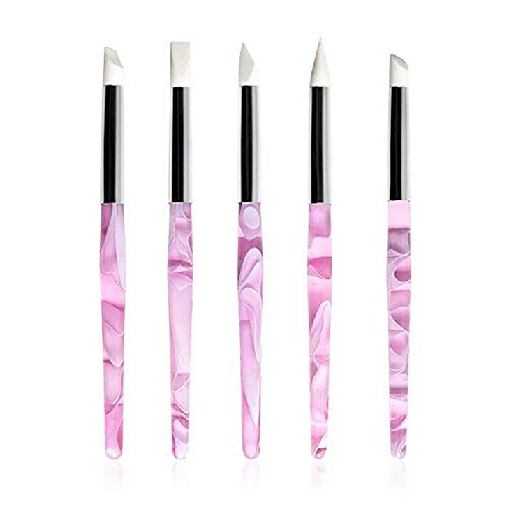 BQAN 5Pcs Nail Art Sculpture Pen Silicone Nail Art Brushes for Gel Acrylic Nails Foil Carving Drawing Shaping Nail Art T