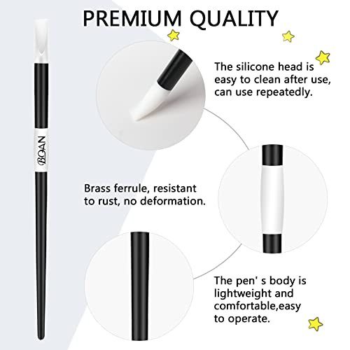BQAN 5Pcs Nail Art Sculpture Pen Silicone Nail Art Brushes for Gel Acrylic Nails Foil Carving Drawing Shaping Nail Art T