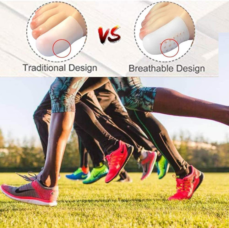 Hoogoo Big Toe Cap 10 Pcs Breathable Toe Protector Toe Cover Sleeves with Holes Provides Relief from Missing or Ingrown