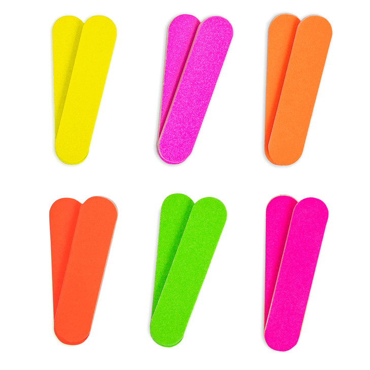 Colorful Neon Girly Mini Emery Board Nail Files 1 Dozen ZMOI
