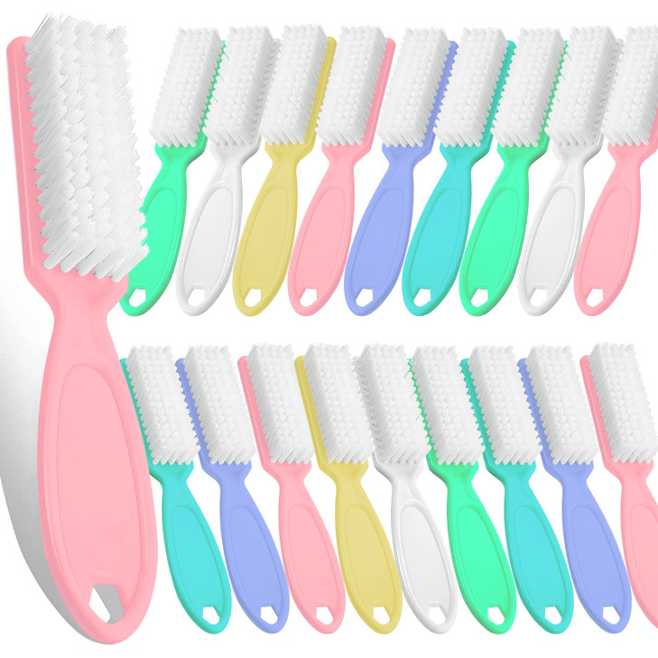 HOFASON 20Pcs Handle Grip Nail Brush Hand Fingernail Cleaner Brush Manicure Tools Scrub Cleaning Brushes Kit for Toes an