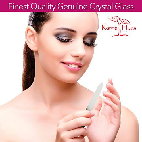 Karma Organic Double Sided Glass Nail File for Women Professional Nail Buffer Glass Fingernail for Manicure Pedicure Nai