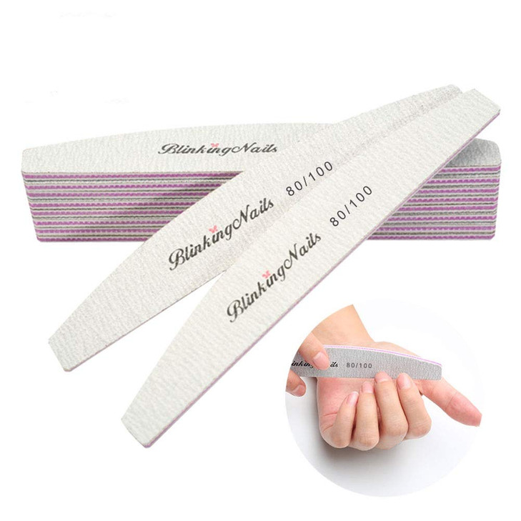 Abrasive Nail File 80100 Grit 10Pcs Acrylic Nail Files and Buffers Professional Washable Nail File Buffer Block with Dou