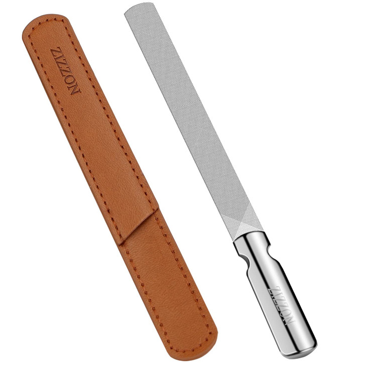 ZIZZON Professional Stainless Steel Nail Files Double Sided for Women and Men Heavy Duty Reusable Manicure Filer for Nat