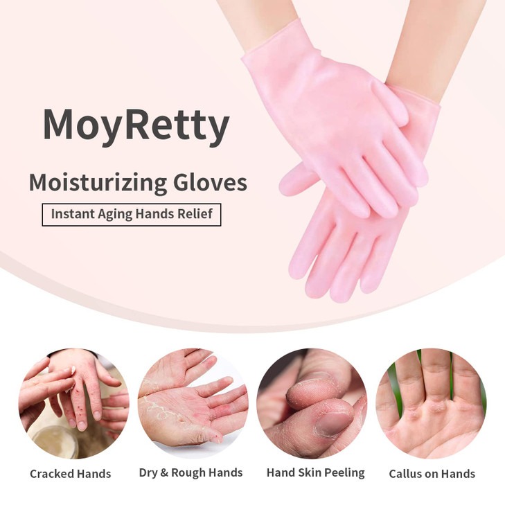 MoyRetty 2 Pairs Moisturizing Glove Socks Set Silicone Gel Spa Socks for Dry Cracked SkinSilicone Gel Heel Socks Anti Sl