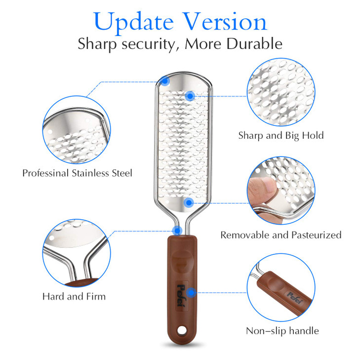 Professional Pedicure Foot File Colossal Stainless Steel Detachable Foot Scrubber Hard Skin Removers Pedicure Rasp for W